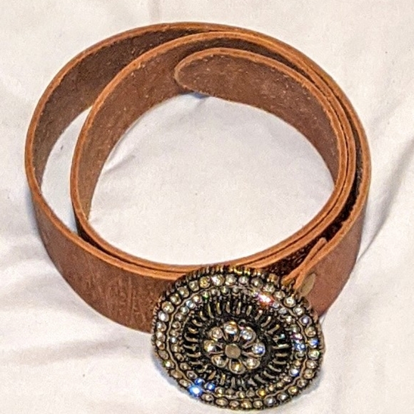 Fossil Accessories - Fossil Leather Belt with Rhinestone Buckle